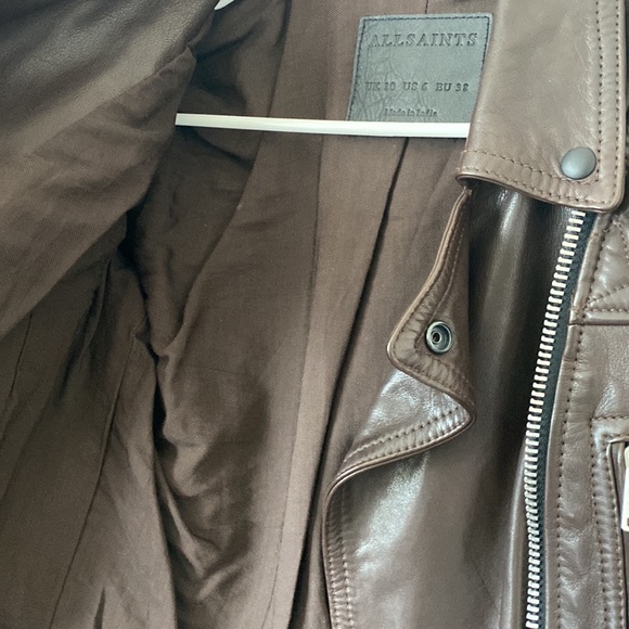 All Saints Brown Leather Jacket Size: 6 - Picture 7 of 9